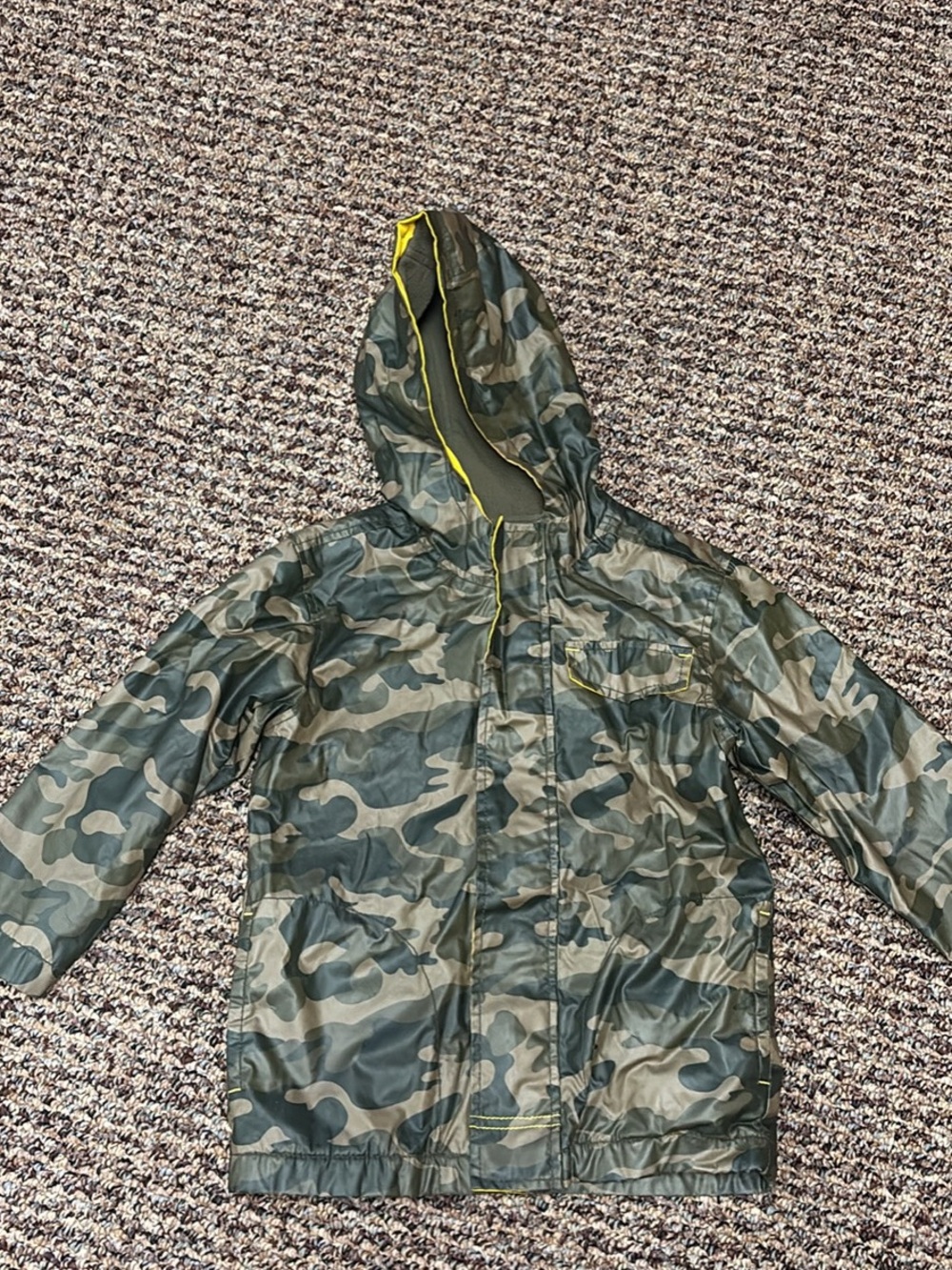 Old Navy Green Camo Jacket with Yellow Trim